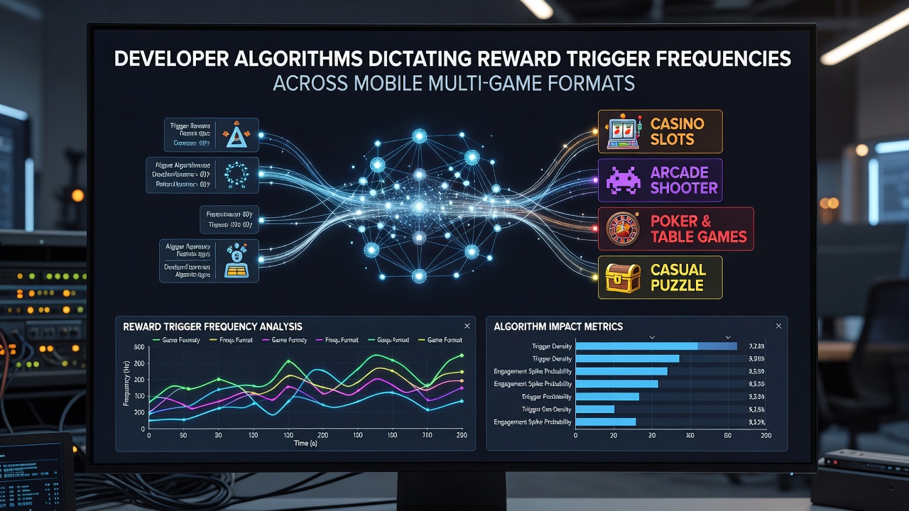 Developer dashboard showing reward frequency metrics and algorithm parameters for mobile games