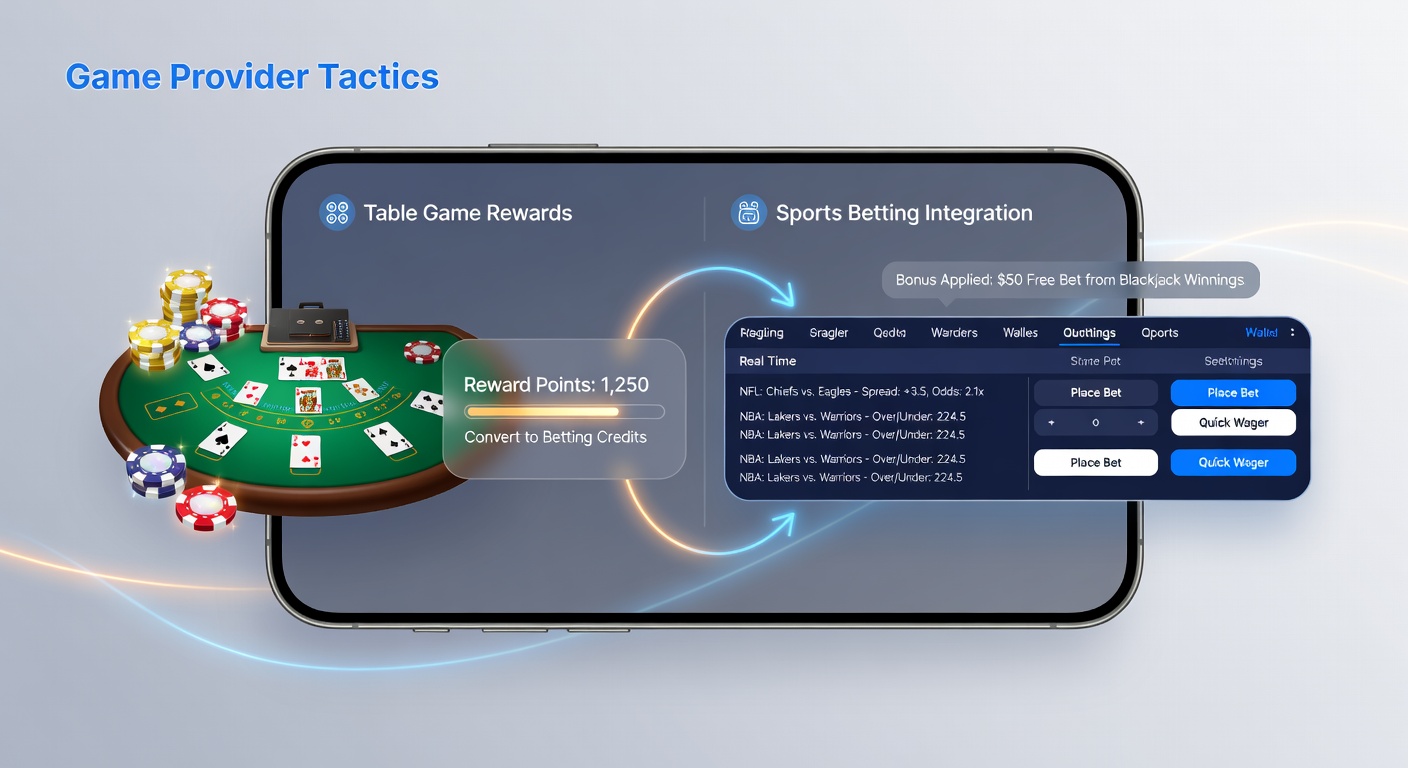 Close-up of mobile screen displaying blended rewards from table games applied to sports betting
