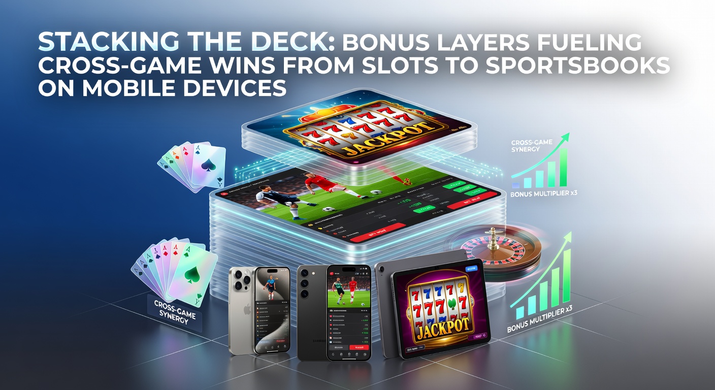Vibrant graphic showing stacked bonus icons linking slot reels to sportsbook odds on a smartphone screen