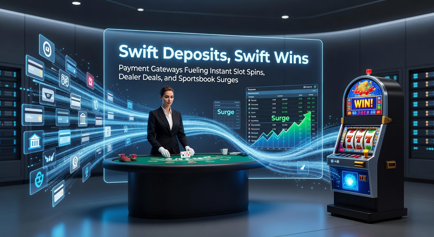 Digital payment gateway interface showing instant transaction confirmation for online casino deposits, with slot reels and sports odds in the background