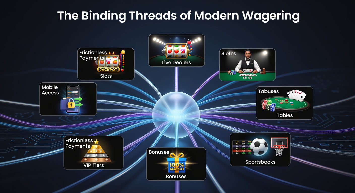 Digital interface showing integrated wagering platform with slots, live dealers, and sports odds on a mobile screen