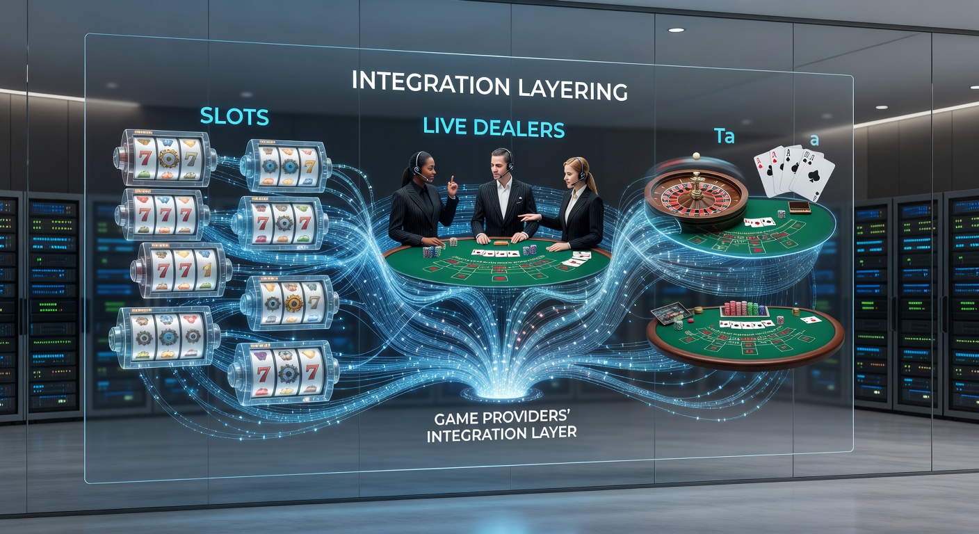 Close-up of a multi-game wagering dashboard integrating live dealer tables, slot reels, and sportsbook events on a tablet
