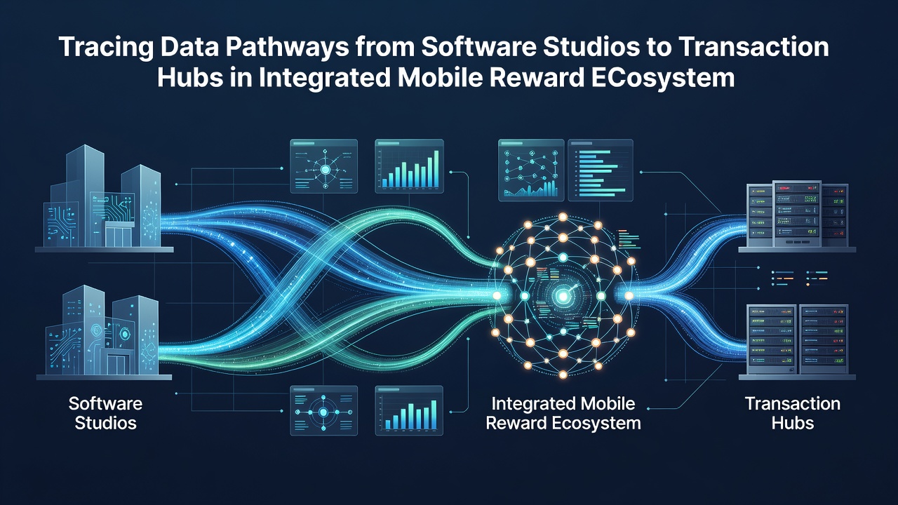 Illustration of secure data pathways connecting mobile apps, cloud gateways, and financial transaction centers with encryption layers