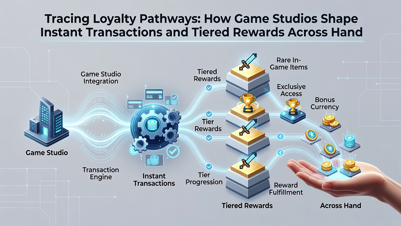 Player dashboard displaying tier progression, transaction history, and reward unlocks on a handheld device